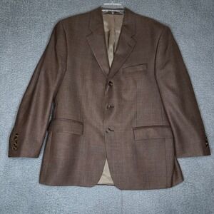 Lauren Ralph Lauren Men's Brown Plaid Wool Blend Sport Coat Blazer  Size 44R